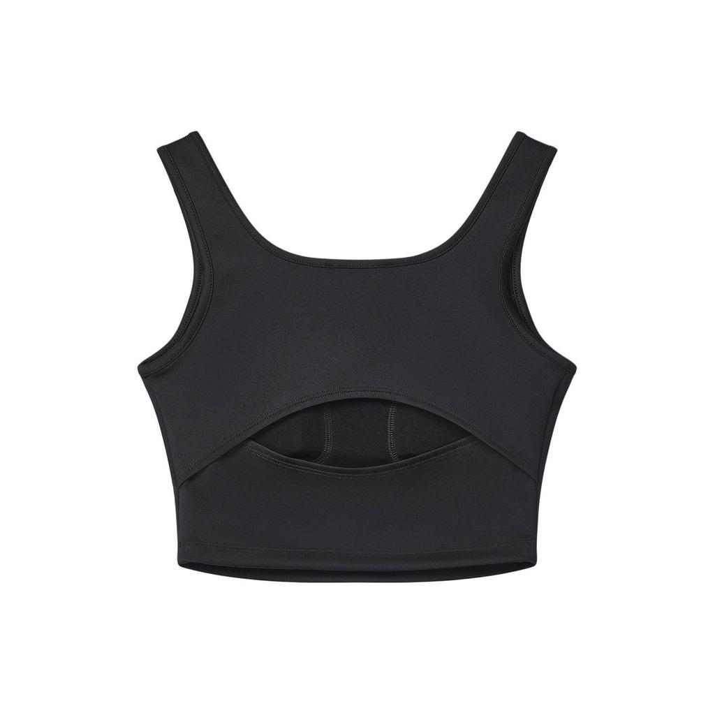 Fila Solid Color Back Hollow Short Casual Vest Women Tops Black F11W415102F-BK