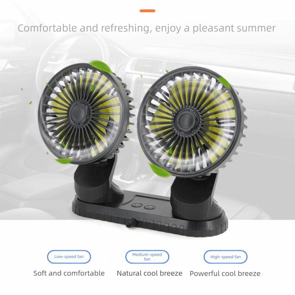 Low Noise Universal Cooling Fan 360° Rotatable Dashboard Air Circulator Fan Dual Head Fan  Desktop