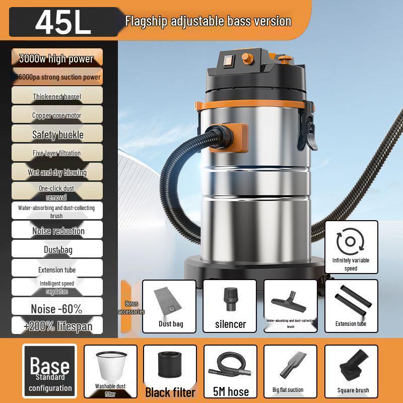 High Suction Vacuum Cleaner for Wet/Dry Use - Ideal for Initial and Grout Cleaning, Car Washing, and Industrial Needs