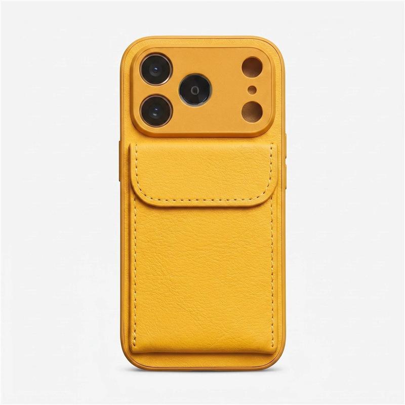 Applicable to iPhone17PROMAX mobile phone case, lychee leather pattern card bag bracket, advanced Apple 16 anti-drop protective case.