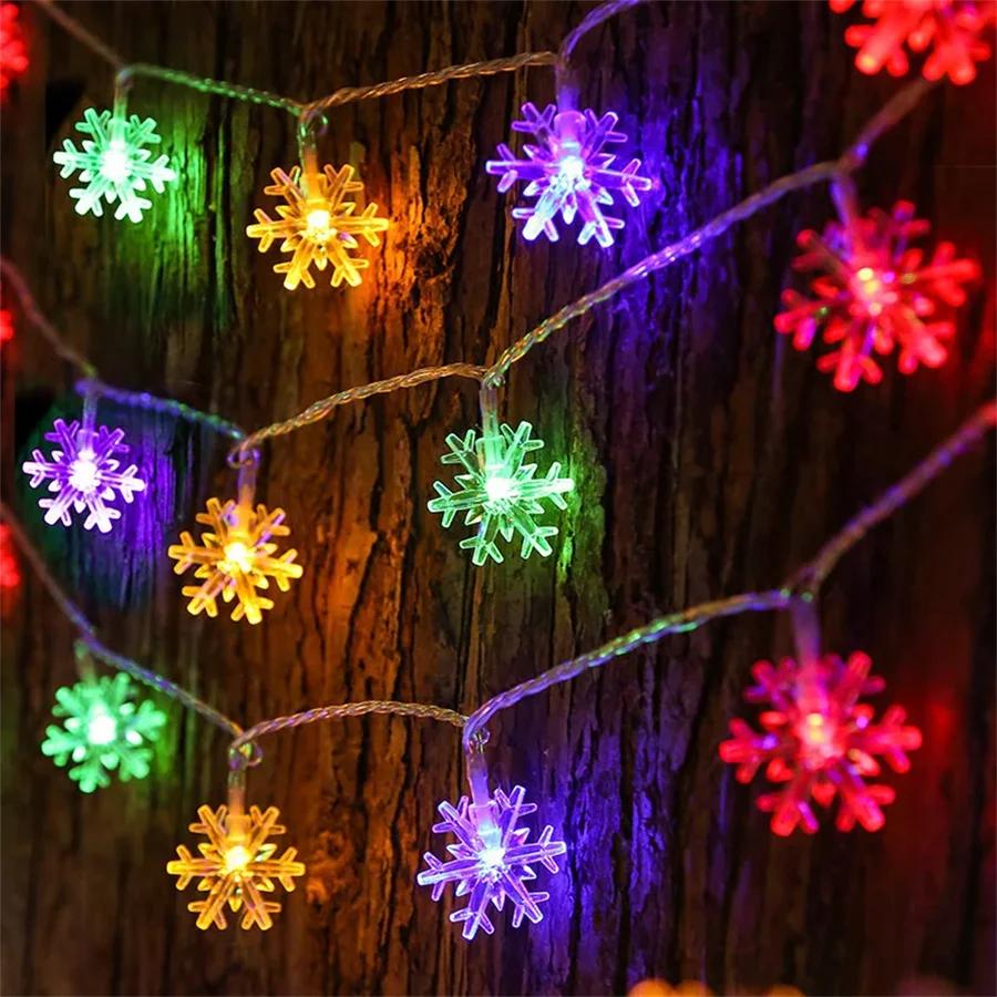 

10/20/40 LED snowflake garland fairy lamp USB/ battery-powered waterproof Christmas tree decorations Christmas gifts New Year gi USB-1.5M 10Leds