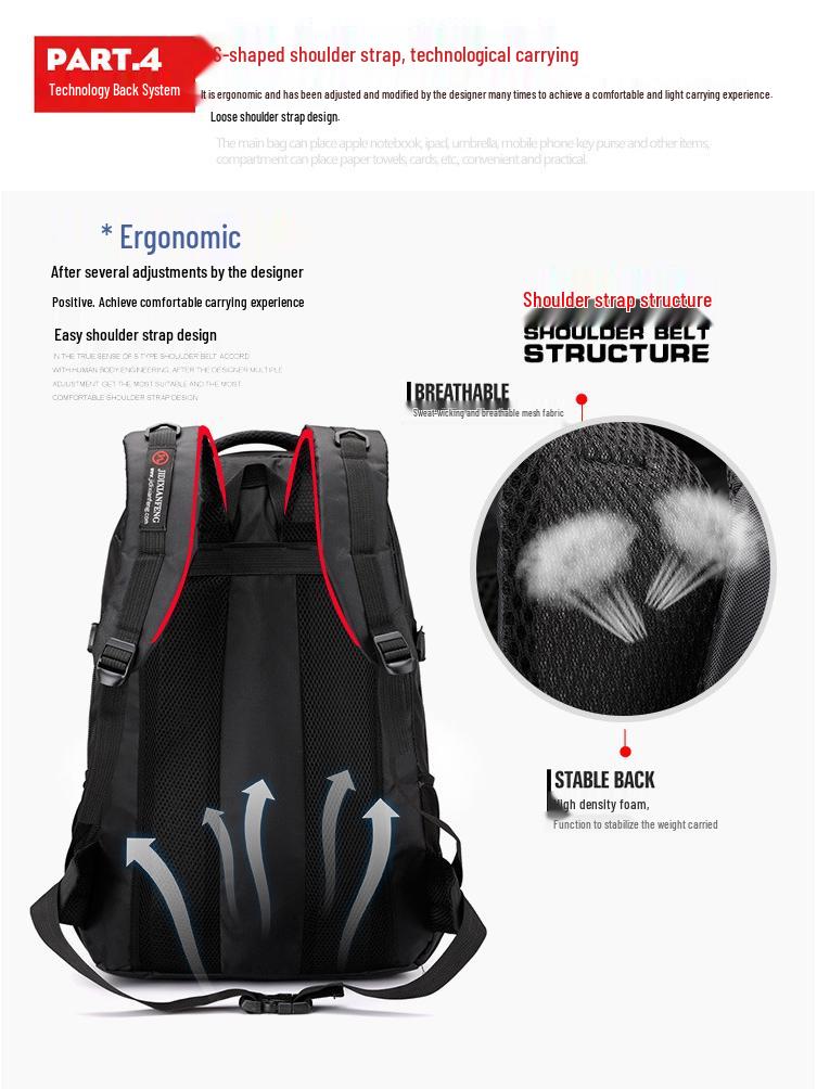 Herren Multifunktionaler Rucksack mit großem Fassungsvermögen für Outdoor-Reisen, Bergsteigen und Geschäftsreisen