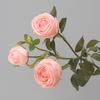 3 Stems Artificial Flowers Bouquet with 2 Heads Blooms And 1 Bud Real Touch Rose Flower Branch for Wedding Home Office Table Decor