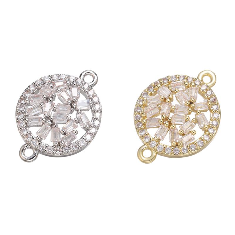 ZHUKOU 12.5x17mm brass round crystal connectors for jewelry making women handmade DIY bracelet jewelry Accessories model: VS445