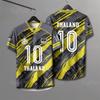 Maglia da tifoso di calcio thailandese Nero Giallo Design a Contrasto Accento con Stemma Nazionale Tessuto a Rete Traspirante Top Sportivi Casual Saldo di Svuotamento
