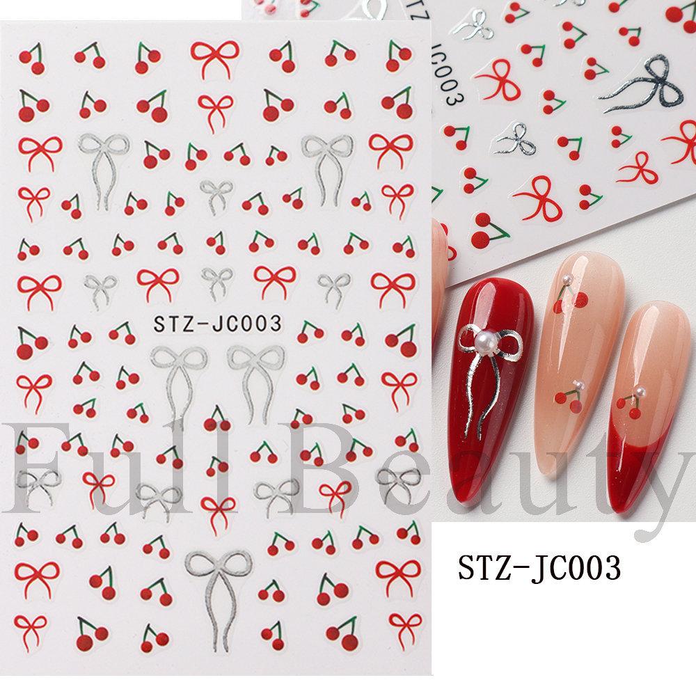 Nail Art Stickers, Cartoon Cute Little Cherry Romantic Bow 3D Adhesive Nail Stickers