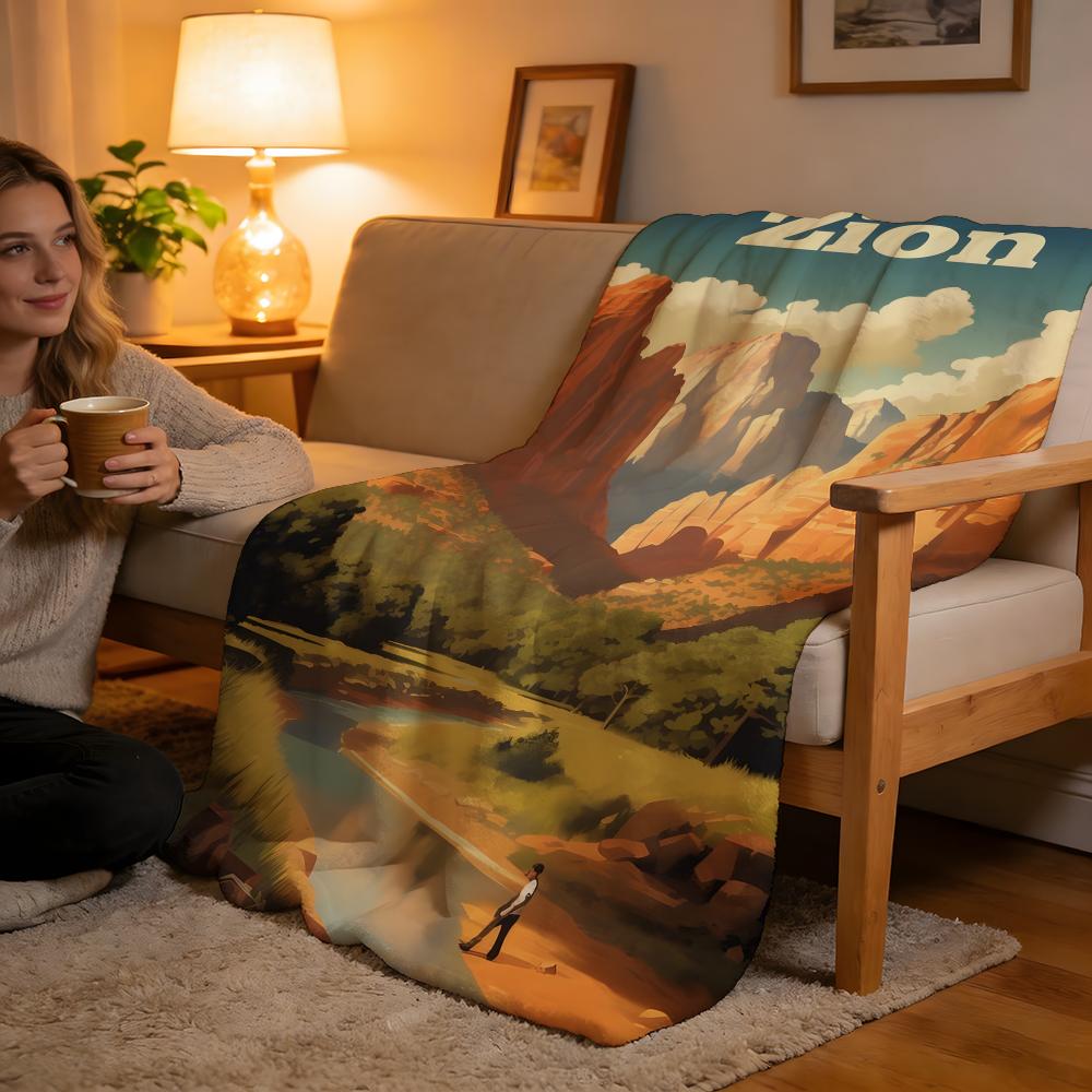Zion National Park Throw High-Density Short Plush Blanket Soft For Sofa Air-Con Room.