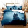 Vintage Sketch Artistic Cat Pattern Duvet Cover + 2 Pillowcases Soft Microfiber Cute Animal Themed Room Bedding