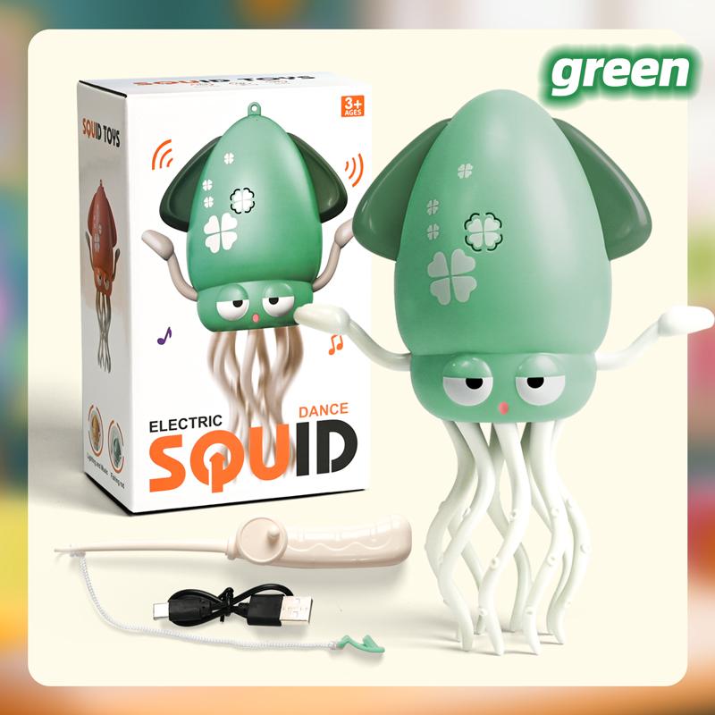 Electronic Dancing Squid Toys with Light&Music Funny Induction Lying Flat Squid Toddler Interactive Development Tummy Time Gifts