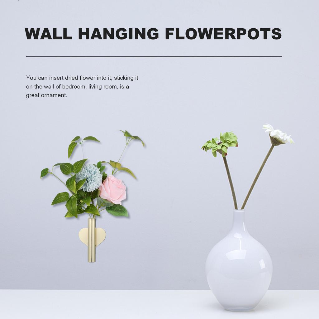 2Pcs Wall Hanging Flower Holder Metal Vase for Dried Flowers Home Wall Decor Plant Display Indoor Outdoor Ornament