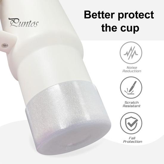 Anti Scald Cup Cover Glitter Silicone Boot for 40oz Tumblers, Non-Slip Sleeve 7.5cm Diameter Jelly Wrap Base Water Bottles, Translucent Tumbler Cover,