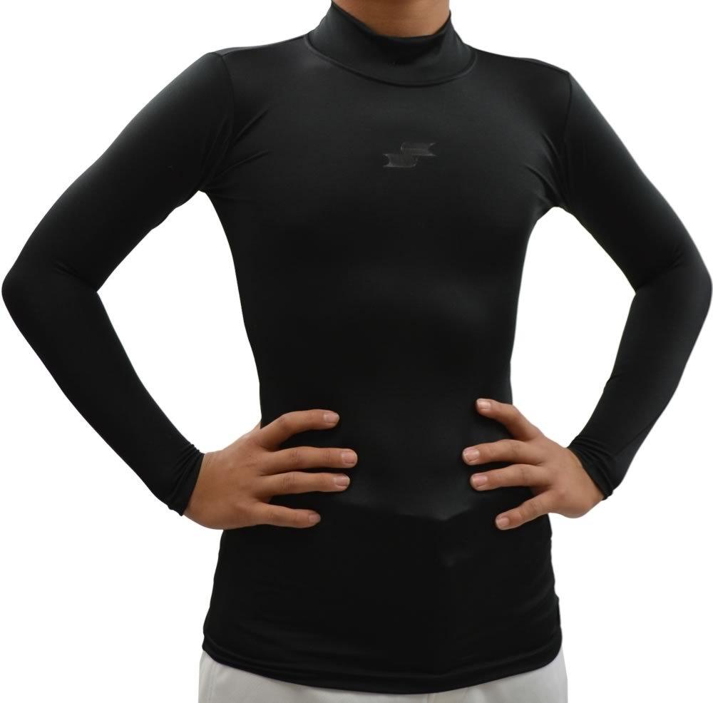 SSK Baseball Junior Fitted High Long Sleeve Size BU1516HLJ Undershirt, Neck, (90), Black, 150,
