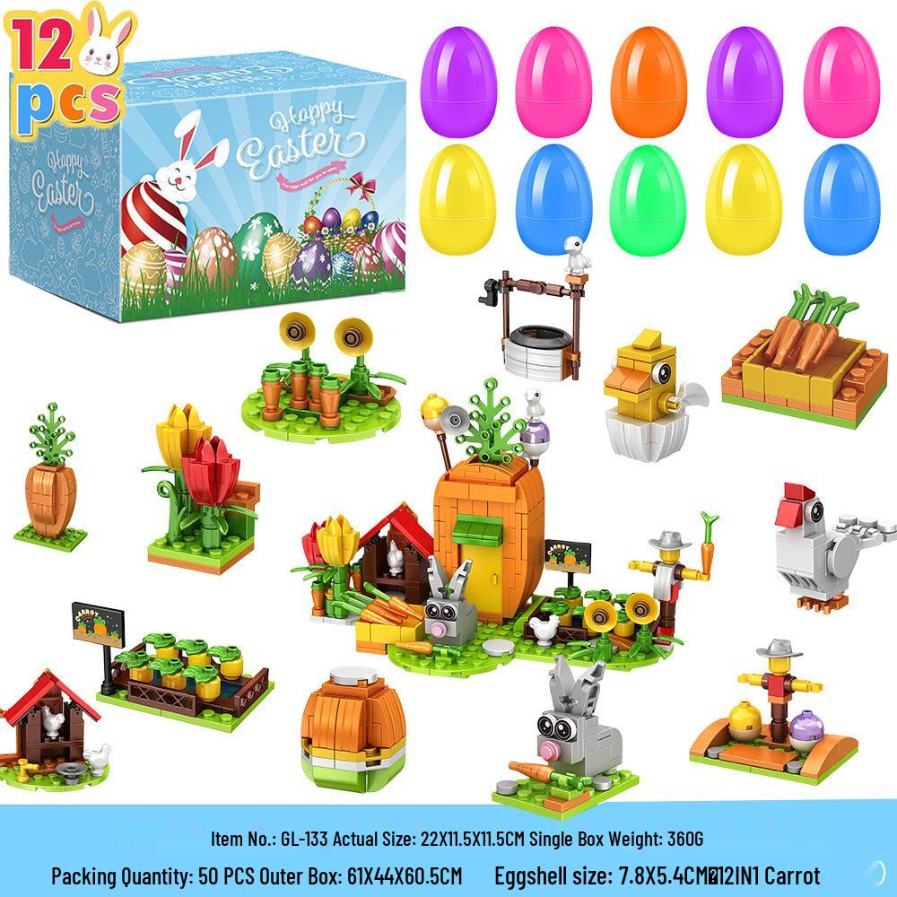 Ostereier Spielzeug - Bedruckte Plastik-Öffnungseier mit DIY-Hasen Gashapon Geschenken