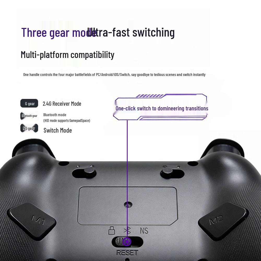 Bluetooth Game Controller: Somatosensory Vibration & Macro, Compatible with PC, Steam, Hall Joystick