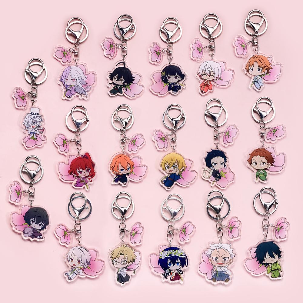 17Pcs Anime Figures Bungo Stray Dogs Acrylic Car Keychain Cute Backpack Pendant Bag Charms Accessories Decoration Holiday Gifts