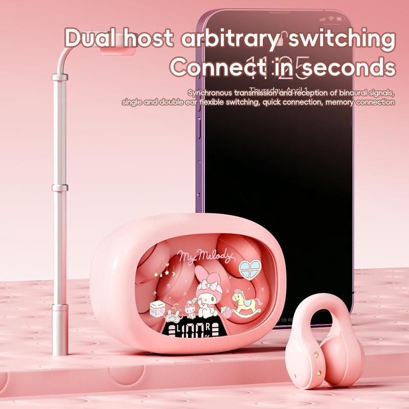 EX53 Trådløse Øreklem-hodetelefoner Tegneseriedesign Smart Digital Skjerm Volumjustering Sikker Passform & Komfort Bluetooth Ørepropper
