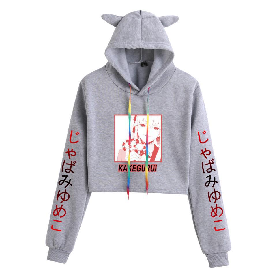 Kakegurui Cat Ear Anime Crop Top Hoodie for Women