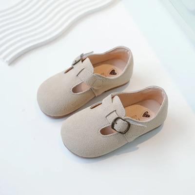 Scarpe Basse da Bambino Scarpe Retro Stile Giapponese Punta Tonda Semplice Velcro Scarpe Casual per l'Asilo Scarpe Primi Passi per Bambino