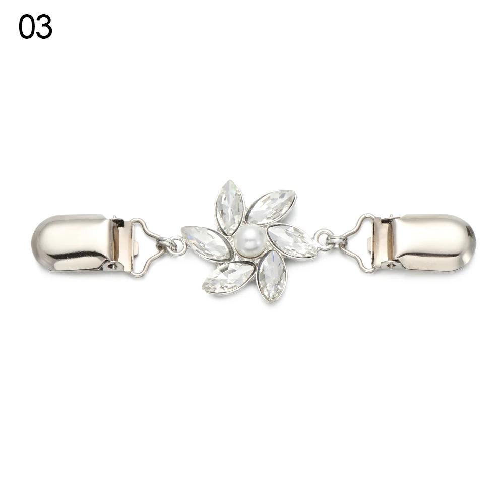 1PC Retro Women Cardigan Sweater Blouse Shawl Clips Shirt Collar Flower Pattern Duck Clip Clasps Fashion Clothing Accessories