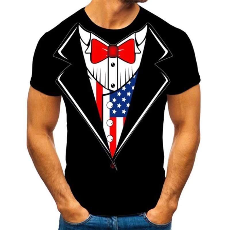 Lustige 3D-Druckanzug-Grafiken Herren-T-Shirts Sommermode Kurzarm-T-Shirts mit Rundhalsausschnitt Casual Oversize-T-Shirts für Herren