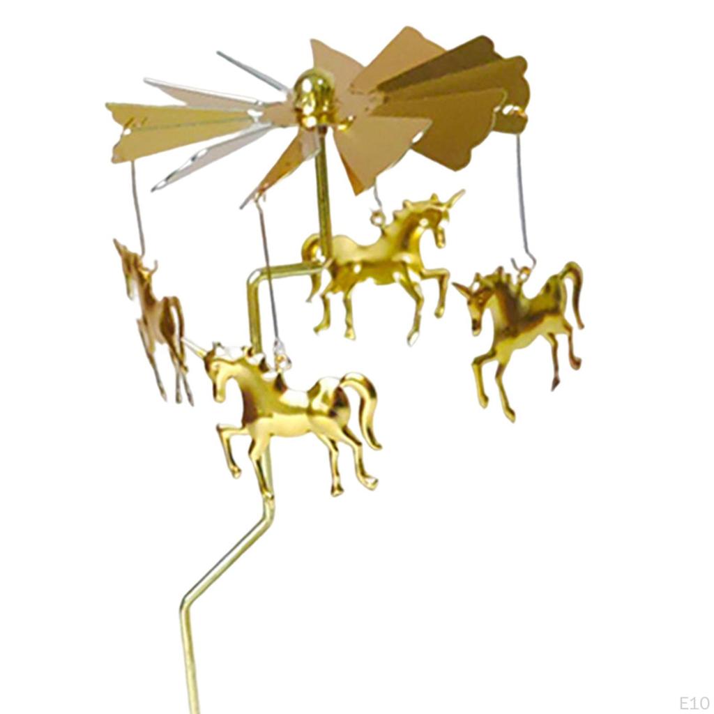 Metal Rotating Candle Holder Rotary Candlestick for Living Room Ornament Carousel