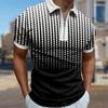 Men's Shirt Polo Casual Zip Short Sleeve Fashion Casual Zipper Summer Spring Regular Fit Aurora 3D Print Shirt