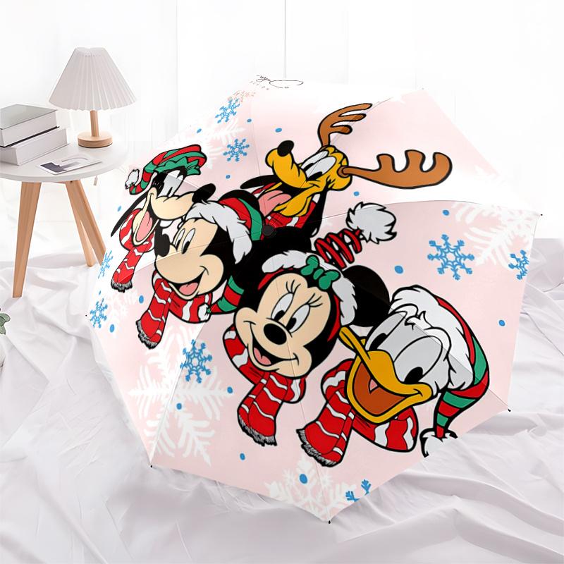 1pc Mickey Mouse & Friends Christmas Holiday Gift Umbrella - Automatic Open/Closed with Foldable Design, Iron Frame, Outdoor Use, Suitable f