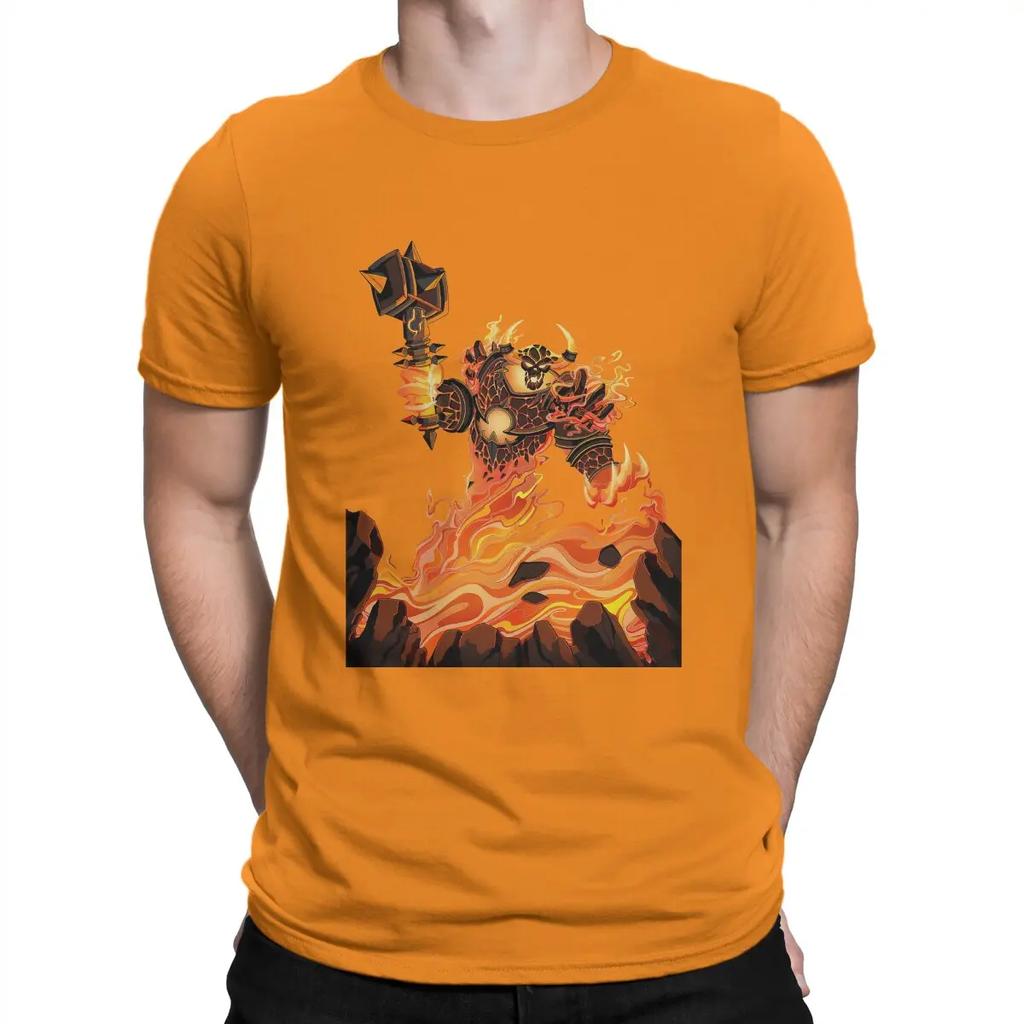 Ragnaros Rock-Magma Men's Shirt World Of Warcraft Funny T-Short Sleeve Round Collar T-Shirts Pure Cotton Birthday Gift Clothing