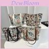 Leaves Flower Print Vintage Large Bag With Zipper Closure For Daily Use Women Fashion