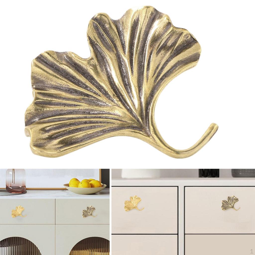 Ginkgo-Messingknopf für Schrank, kreativer Griff, Kommode und Bücherregal