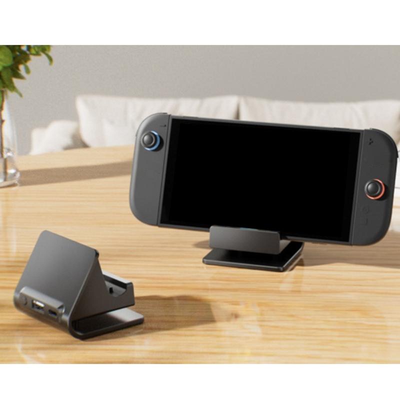 Mini Charging Station Dock For Game Console Handheld Device Featuring Multiple Mode LED Lights & Ergonomic Viewing Angle