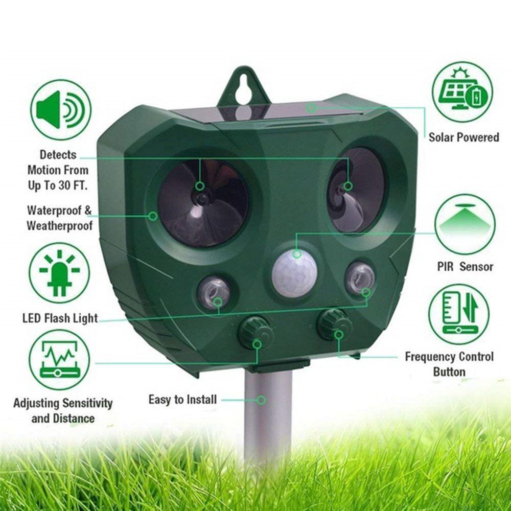 Outdoor Solar Powered Garden Cat Bird Ultrasonic Pest Control Dog Chaser Animal Repeller Repellent