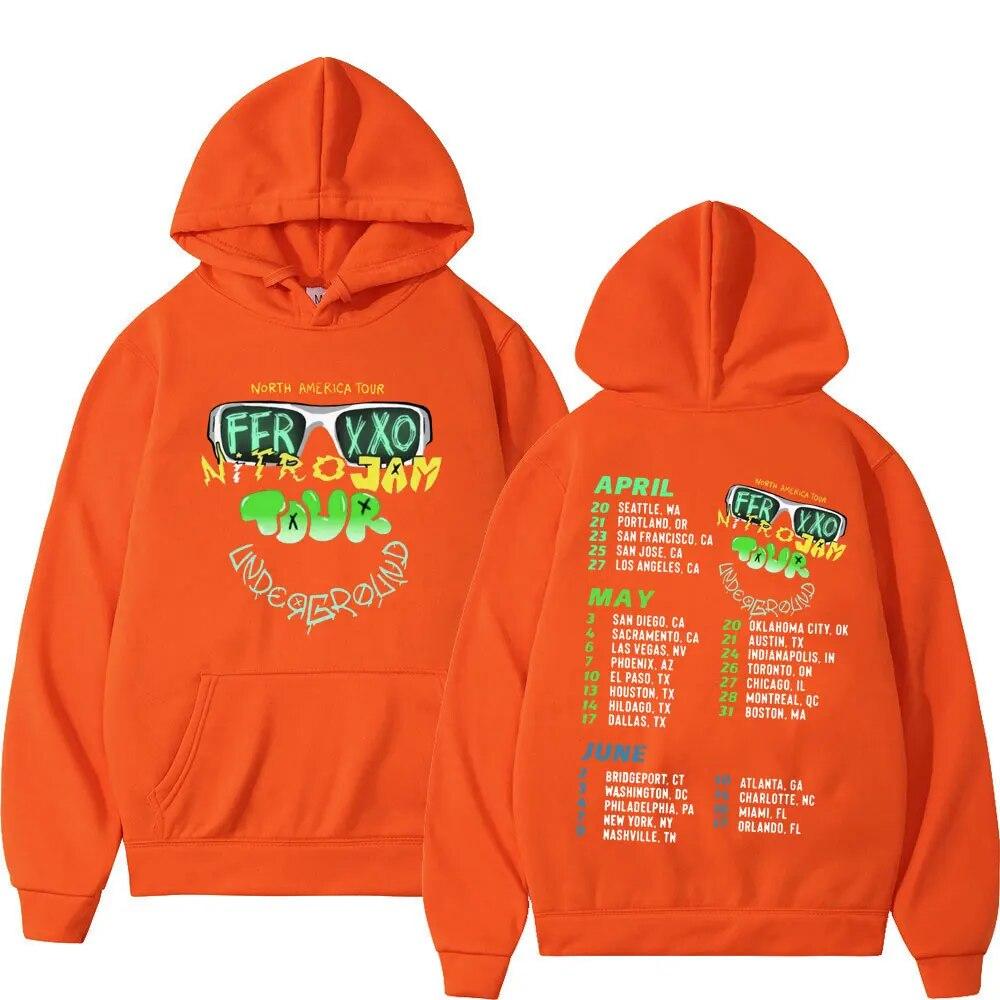 2023 Rapper Feid Ferxxo Tour Mikina Unisex Ženy Móda Estetika Oversized mikiny Hip Hop Neformální mikiny Fleece s dlouhým rukávem