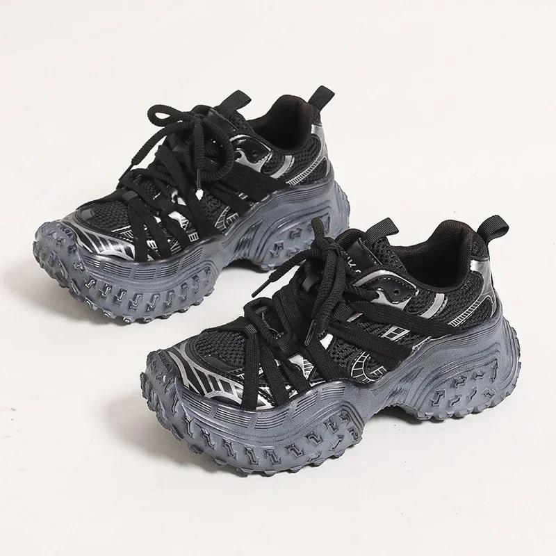 SyfIyno NEW Comfy Women's Shoes Non-slip Chunky Sneakers Mid Heel Pumps Women's Casual Sneakers Mesh Shoes Size 35-40