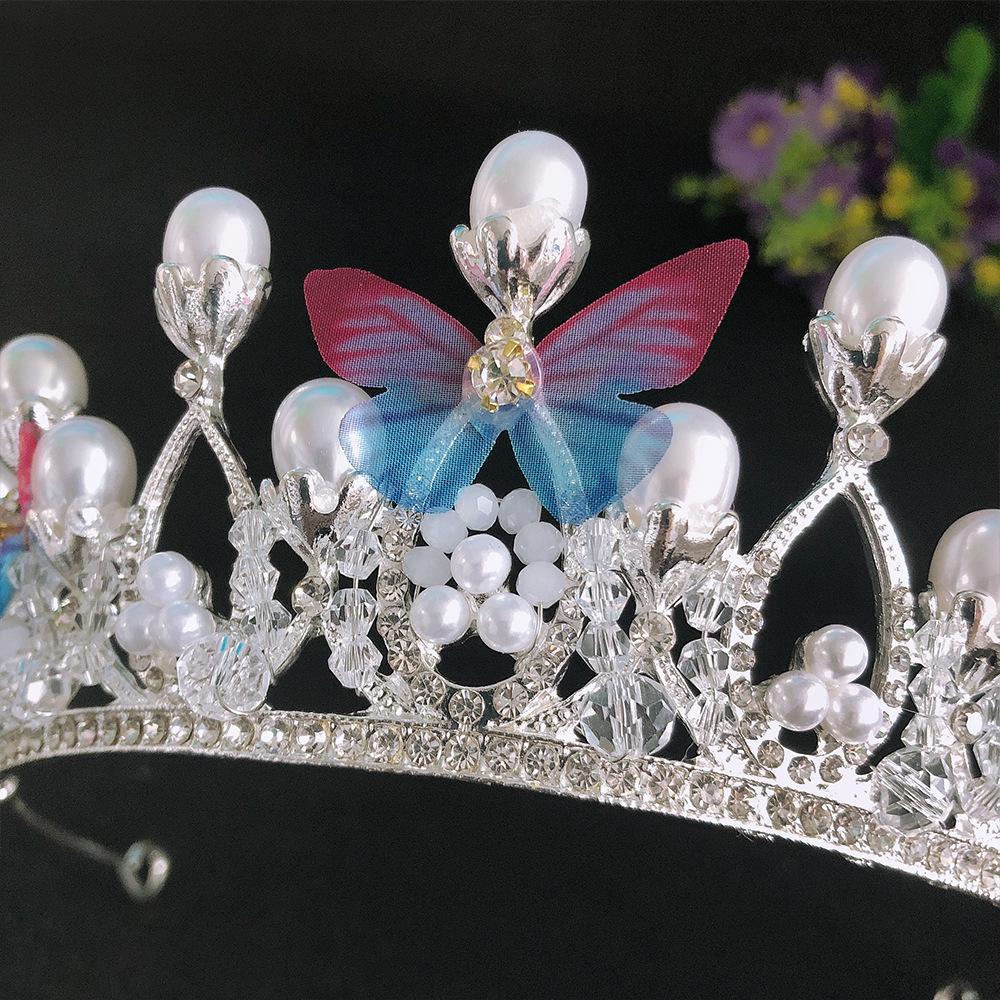 Korean Style Children's Crown Tiara Princess Girl Birthday Child Crown Cute Silver Butterfly Headband