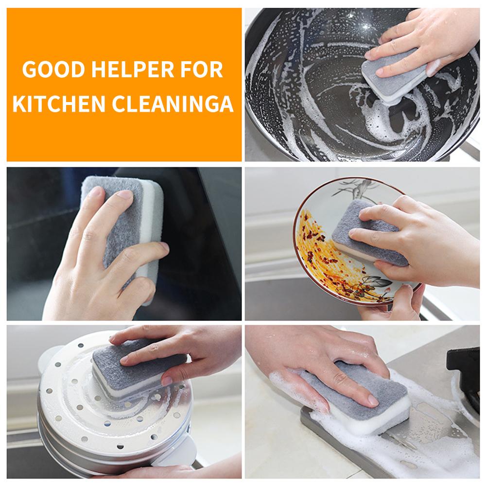5/10PCS Double-Sided Household Scouring Pad Kitchen Dishwashing Sponge Cloth Wipe Dish Cleaning Towels Kitchen Sponge Wipes Bru