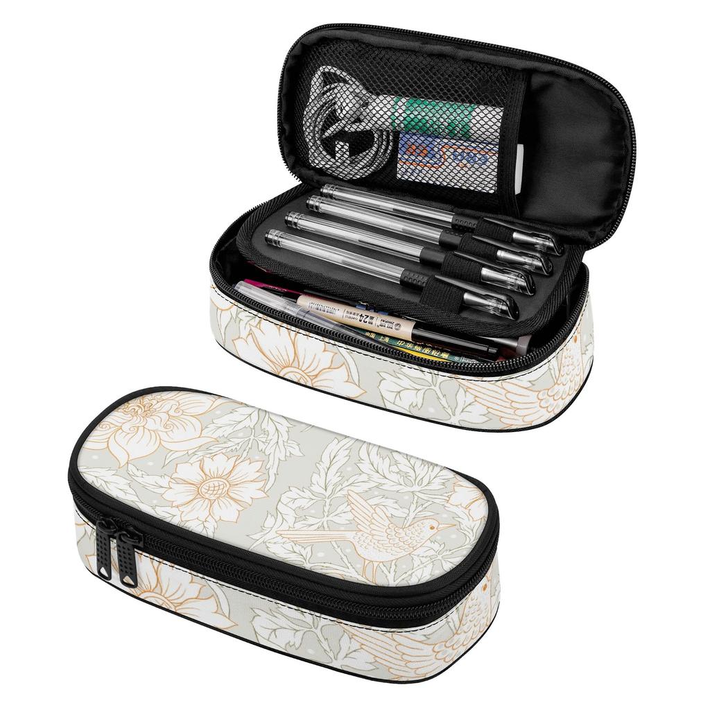 Pencil Bag Printed Strong Polyester Fabric Zip Around Closure with Main Compartment Mesh Pocket and Pen Slots for Boys Girls