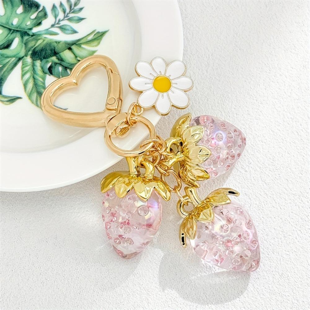 Lightweight Strawberry Bag Pendant Flower Daisy Key Chain Cute Keychain  Women