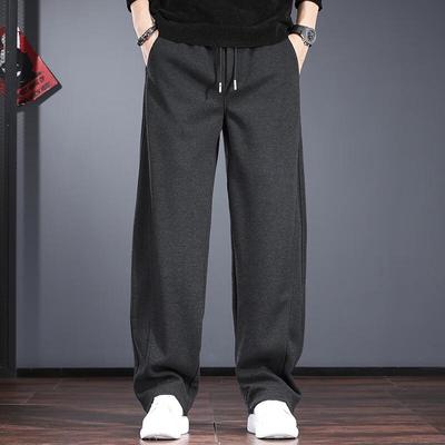 Jieleinuo Men's Wool Blend Loose Straight Casual Pants