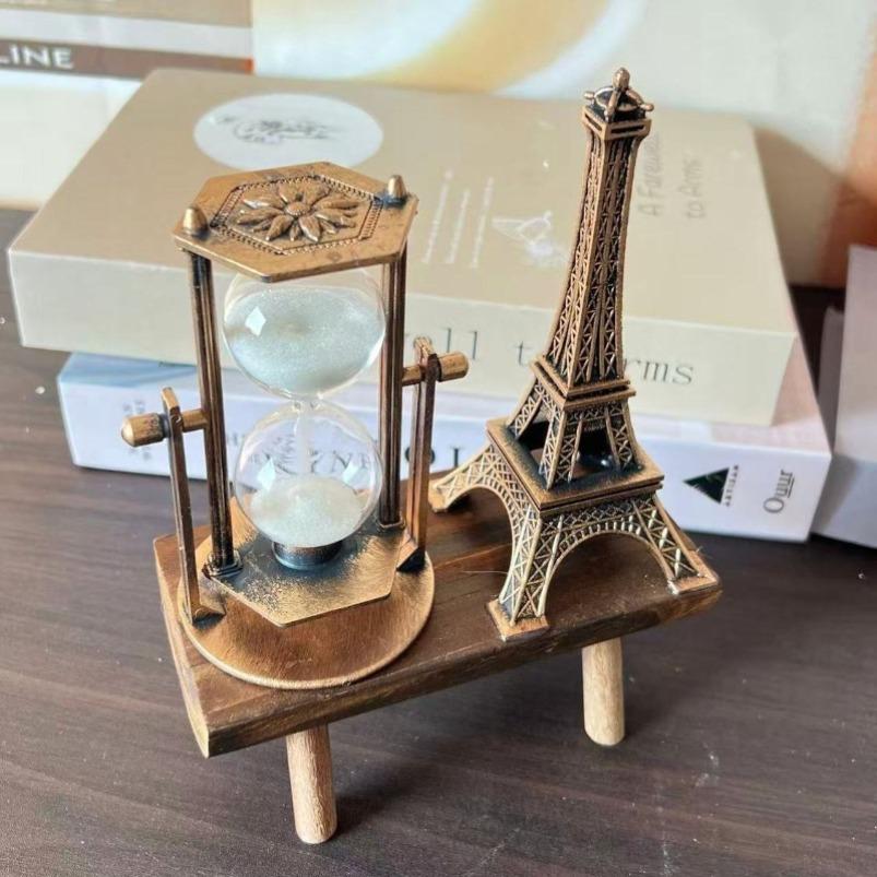 Vintage Metal Hourglass Timer Iron Tower Hourglass Ornaments Sandglass Sand Clock Living Room Ornaments Office Desktop Decor
