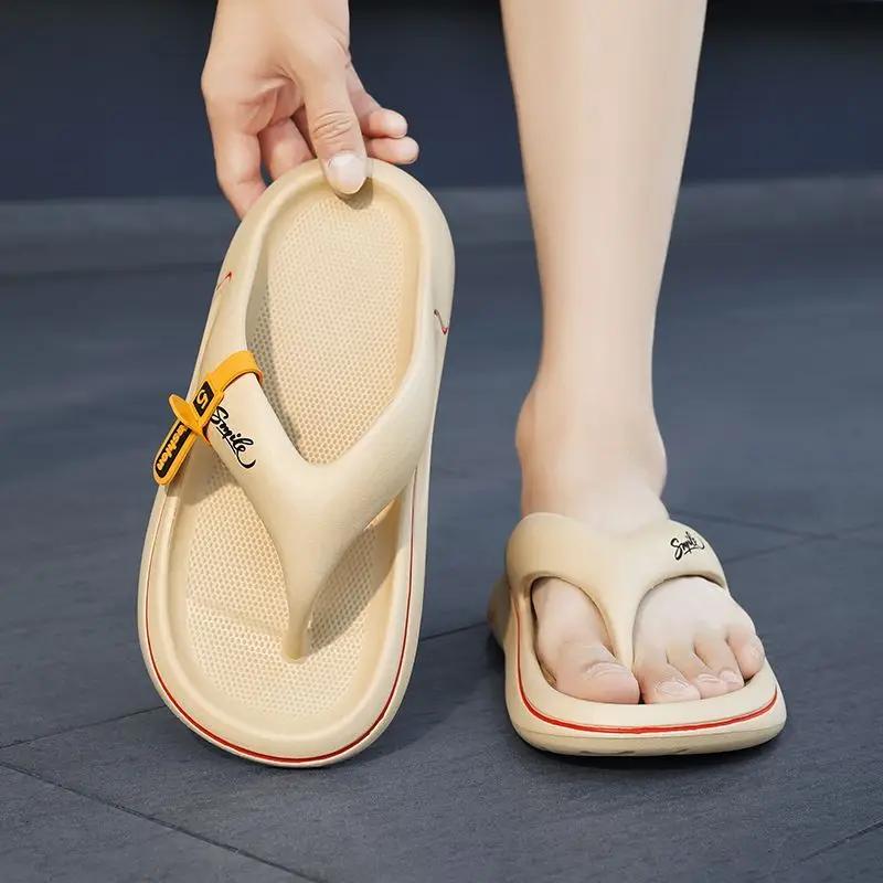 Beach Slippers for Men Wear Resistant Platform Shoes Shiatsu Flip Flops Pvc Adult Comfortable Low Price 2025 Style Sandals Man