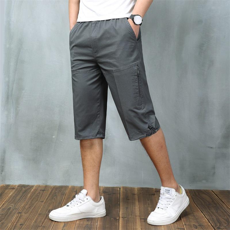 Summer tooling cropped pants, thin loose shorts, men's multi-pocket medium pants, casual sports cropped pants, men's