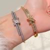 European-American 18K Gold Starry Cross Bracelet - Luxurious Copper Micro-Inlaid X Diamond Jewelry 