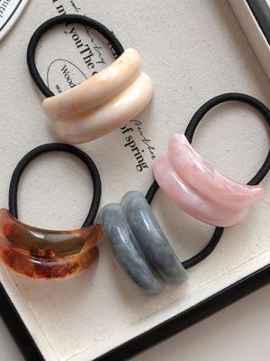 1/4 Pcs Fashion Resin Semi-circular Marble Texture Elastic Hair Bands For Women Girls Party Hair Accessories
