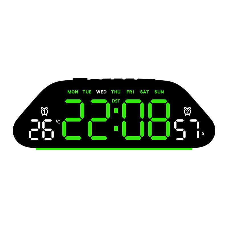 Simple LED Electronic Alarm Clock Silent Living Room Wall Clock Multi-function Temperature and Humidity Display Large Screen Digital Clock 1110