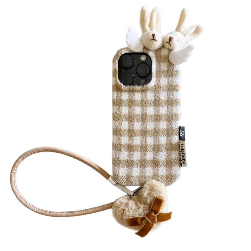 Velvet 3D Bunny Ear Case for iPhone 17/16 Pro Max/15/14: Autumn & Winter Edition.