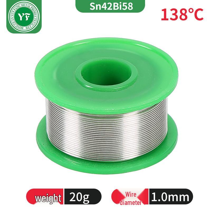 Environmentally Friendly Lead-Free Low-Temp Solder Wire, Rosin Flux Core, Tin Bismuth, Solid Core, Melts at 138°C, Sn42Bi58.