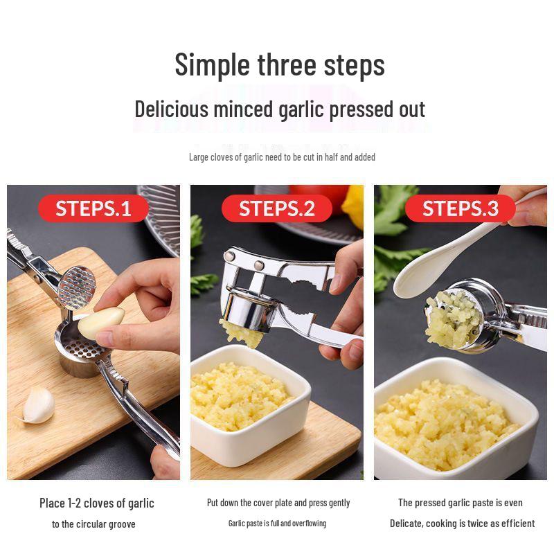 Large Manual Garlic Press and Mincer: Household Kitchen Utensil