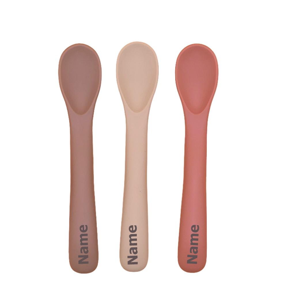 

3 Pieces Infant Tableware Spoon Silicone Material Rice Spoon Free Name Printing Children s Surprise Gift Idea perfect for developing cognitive skills