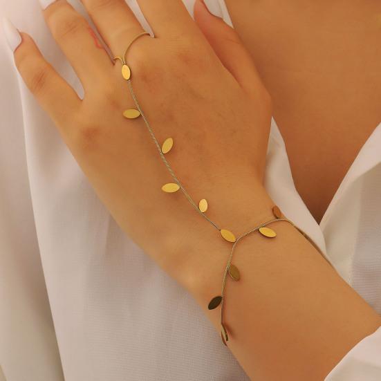 Jewelry Set French Style Leaf Design Adjustable Length Stainless Steel Necklace Mitt Bracelet Forest Theme Jewelry Accessories